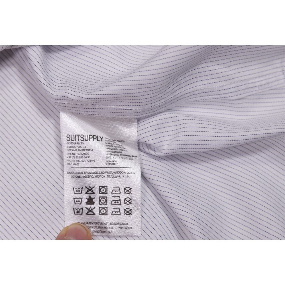 Suitsupply Slim Fit Light Blue Woven Egyptian Cotton Dress Shirt (41) 16-35 - Picture 7 of 7